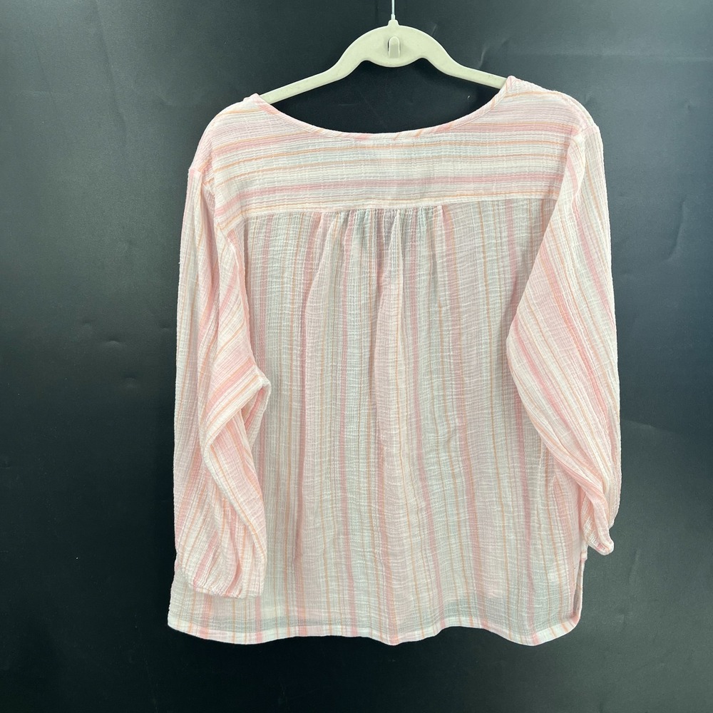 Tommy Bahama lightweight cotton gauze striped button front shirt relaxed top L - Picture 6 of 8